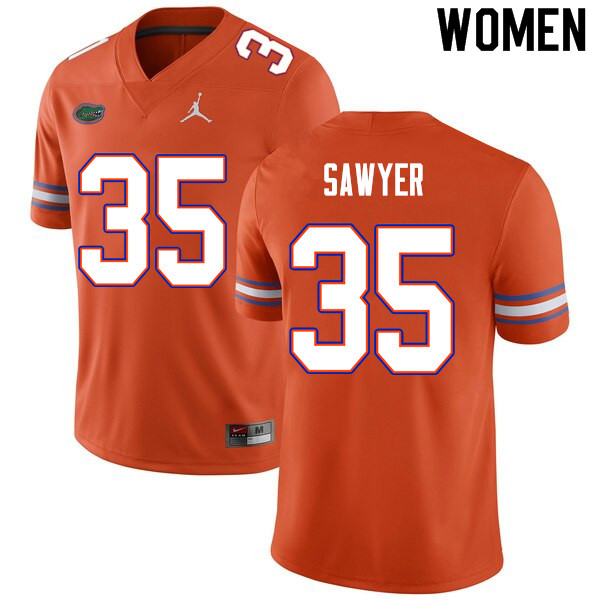 Women #35 William Sawyer Florida Gators College Football Jerseys Sale-Orange - Click Image to Close